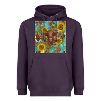 Plum western highland cow Heavyweight Hoodie - BarkalooDesign