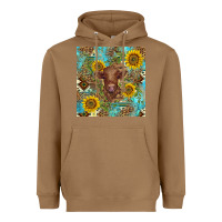 Toasted Coconut western highland cow Heavyweight Hoodie - BarkalooDesign