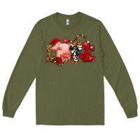 Army Green love with pig olivia Long Sleeve Tee - OliviaCreatesArt