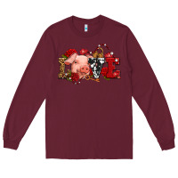 Burgundy love with pig olivia Long Sleeve Tee - OliviaCreatesArt