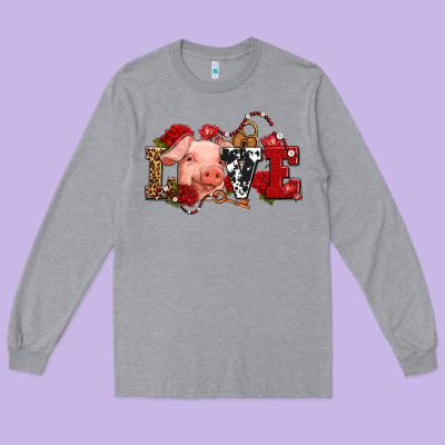 Love With Pig Olivia Long Sleeve Tee Designed By Oliviacreatesart