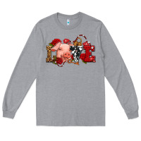 Heather Grey love with pig olivia Long Sleeve Tee - OliviaCreatesArt