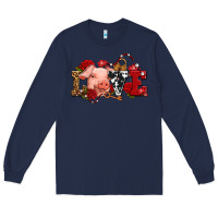 Navy love with pig olivia Long Sleeve Tee - OliviaCreatesArt