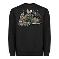 Black Happy Easter Heavyweight Sweatshirt - CowhideDigitalArt