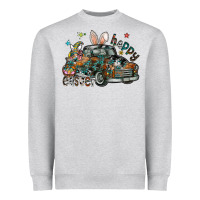Heather Grey Happy Easter Heavyweight Sweatshirt - CowhideDigitalArt