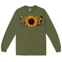 Army Green Sunflower Leopard Mom Long Sleeve Tee - Jasminsmagicworld