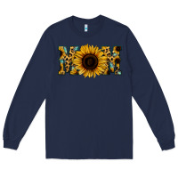 Navy Sunflower Leopard Mom Long Sleeve Tee - Jasminsmagicworld