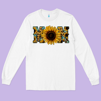 Sunflower Leopard Mom Long Sleeve Tee Designed By Jasminsmagicworld