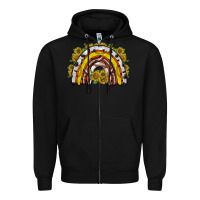 Black sunflower sports rainbow Zipper Hoodie - RacoonDesign