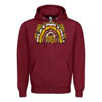 Burgundy sunflower sports rainbow Zipper Hoodie - RacoonDesign