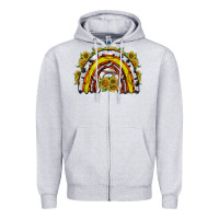 Heather Grey sunflower sports rainbow Zipper Hoodie - RacoonDesign