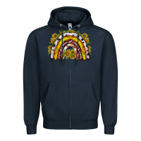 Navy sunflower sports rainbow Zipper Hoodie - RacoonDesign