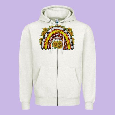 Sunflower Sports Rainbow Zipper Hoodie Designed By Racoondesign