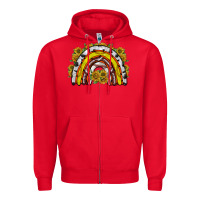 Red sunflower sports rainbow Zipper Hoodie - RacoonDesign