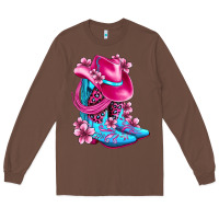 Chestnut valentine cowboy boots and hat olivia Long Sleeve Tee - OliviaCreatesArt