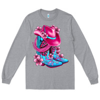 Heather Grey valentine cowboy boots and hat olivia Long Sleeve Tee - OliviaCreatesArt