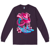 Plum valentine cowboy boots and hat olivia Long Sleeve Tee - OliviaCreatesArt