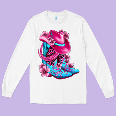 Valentine Cowboy Boots And Hat Olivia Long Sleeve Tee Designed By Oliviacreatesart