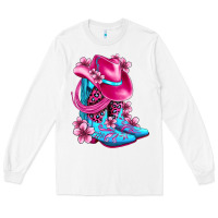 White valentine cowboy boots and hat olivia Long Sleeve Tee - OliviaCreatesArt