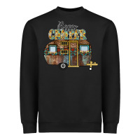 Black Happy Camper Heavyweight Sweatshirt - CowhideDigitalArt