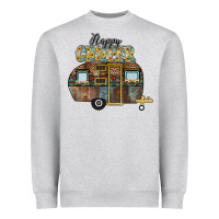 Heather Grey Happy Camper Heavyweight Sweatshirt - CowhideDigitalArt