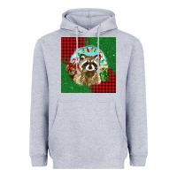 Heather Grey christmas raccoon Heavyweight Hoodie - BarkalooDesign