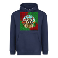 Navy christmas raccoon Heavyweight Hoodie - BarkalooDesign