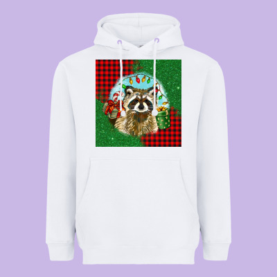 Christmas Raccoon Heavyweight Hoodie Designed By Barkaloodesign