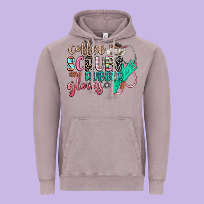 Coffee Scrubs And Rubber Gloves Vintage Hoodie Designed By Cowgirlartshop