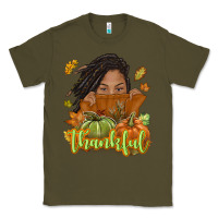 Army Green Thankful Fall with black girl Classic Tee - NancyCooperArtShop