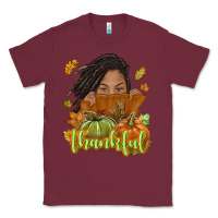 Burgundy Thankful Fall with black girl Classic Tee - NancyCooperArtShop