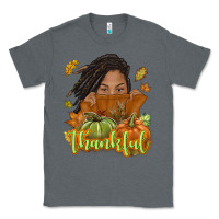 Charcoal Heather Thankful Fall with black girl Classic Tee - NancyCooperArtShop
