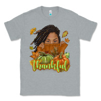 Heather Grey Thankful Fall with black girl Classic Tee - NancyCooperArtShop