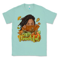 Seafoam Thankful Fall with black girl Classic Tee - NancyCooperArtShop