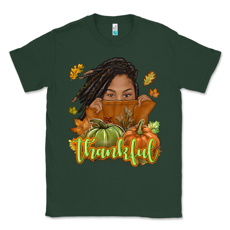 Thankful Fall With Black Girl Classic Tee by NancyCooperArtShop | Teevron