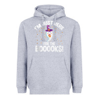 Heather Grey teacher halloween bookworm just here for the boooks ghost tank top Heavyweight Hoodie - trangStudio