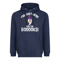 Navy teacher halloween bookworm just here for the boooks ghost tank top Heavyweight Hoodie - trangStudio