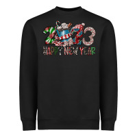 Black 2023 Happy New Year Heavyweight Sweatshirt - CowhideDigitalArt