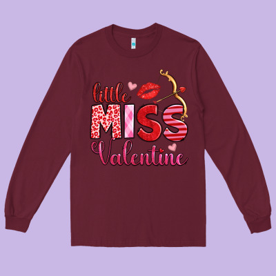 Little Miss Valentine Long Sleeve Tee Designed By Oliviacreatesart