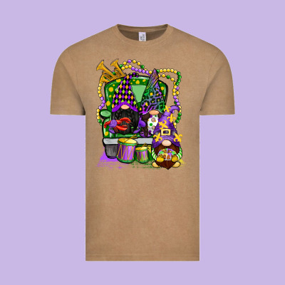 Mardi Gras Gnomies Truck Vintage Tee Designed By Cowgirlartshop
