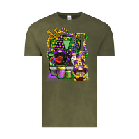 Vintage Olive mardi gras gnomies truck Vintage Tee - CowGirlArtShop