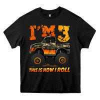 Black i'm three this is how i roll monster truck birthday Heavy Core Tee - Jasminsmagicworld
