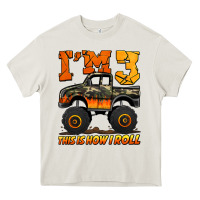 Cream i'm three this is how i roll monster truck birthday Heavy Core Tee - Jasminsmagicworld