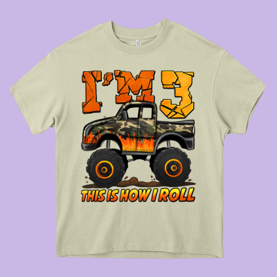 I'm Three This Is How I Roll Monster Truck Birthday Heavy Core Tee Designed By Jasminsmagicworld