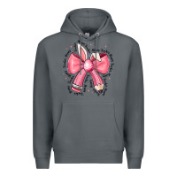 Rock easter bunny pencil bow Premium Hoodie - CowhideDigitalArt