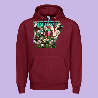 Arkansas Map Zipper Hoodie Designed By Racoondesign