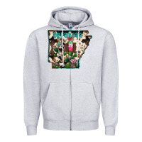 Heather Grey arkansas map Zipper Hoodie - RacoonDesign