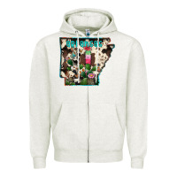 Oatmeal Heather arkansas map Zipper Hoodie - RacoonDesign
