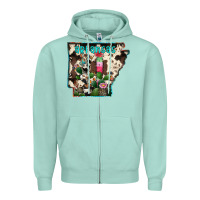 Seafoam arkansas map Zipper Hoodie - RacoonDesign
