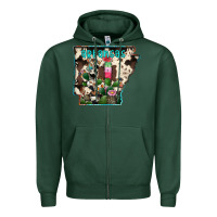 Sports Green arkansas map Zipper Hoodie - RacoonDesign